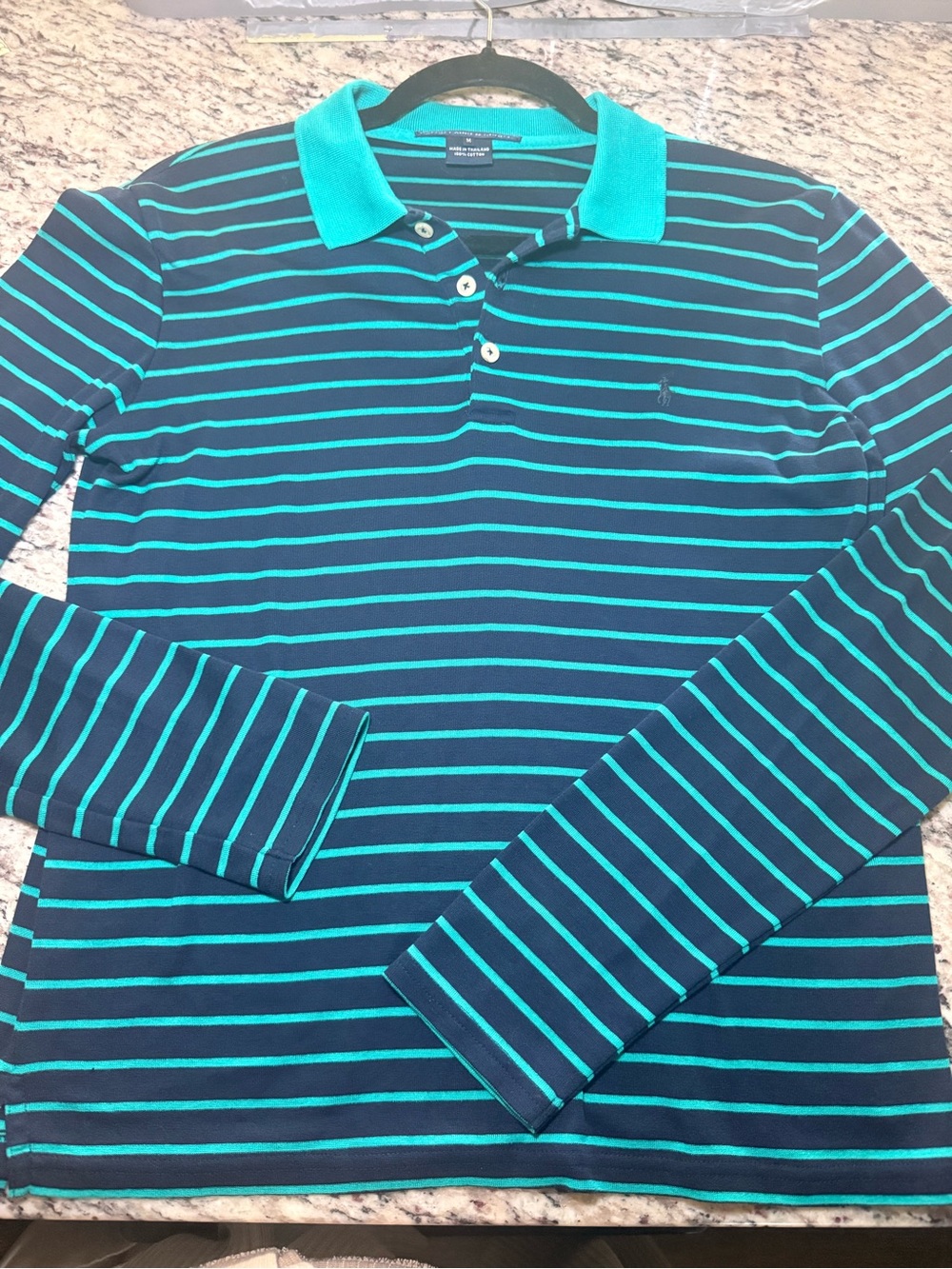 ♡ Vintage Ralph Lauren Striped Long Sleeve Polo - Picture 2 of 7